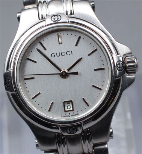 Authentic Gucci Watch 9040L Dial Quartz Silver Link Dat